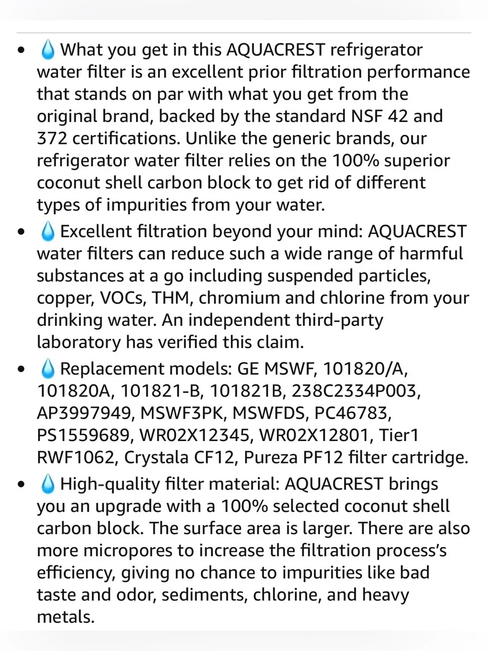 Aqua crest Refrigerator Water Filter Cartridge, AQF FF22- Ge profile, 2 pack